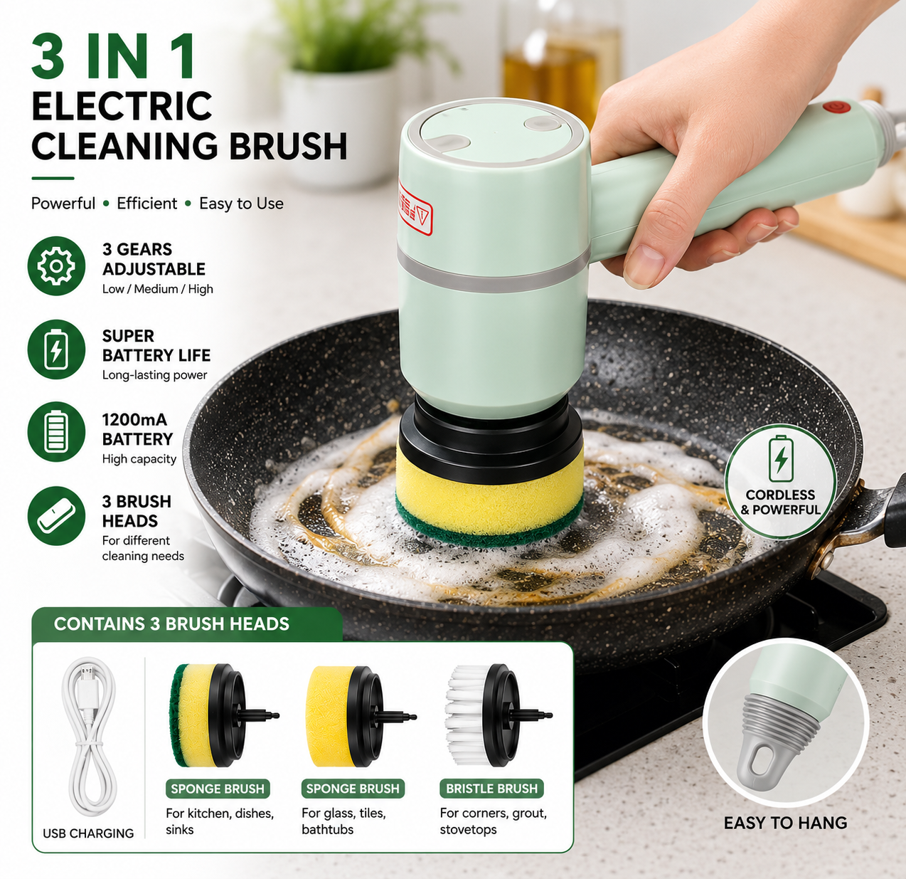 Brosse Électrique Rotative 3-en-1