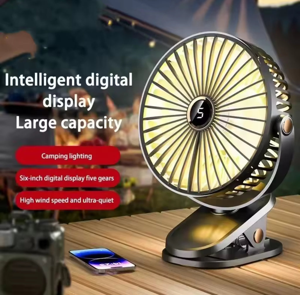 Ventilateur Portable Rechargeable LED 8000 mAh – 5 Vitesses Silencieux