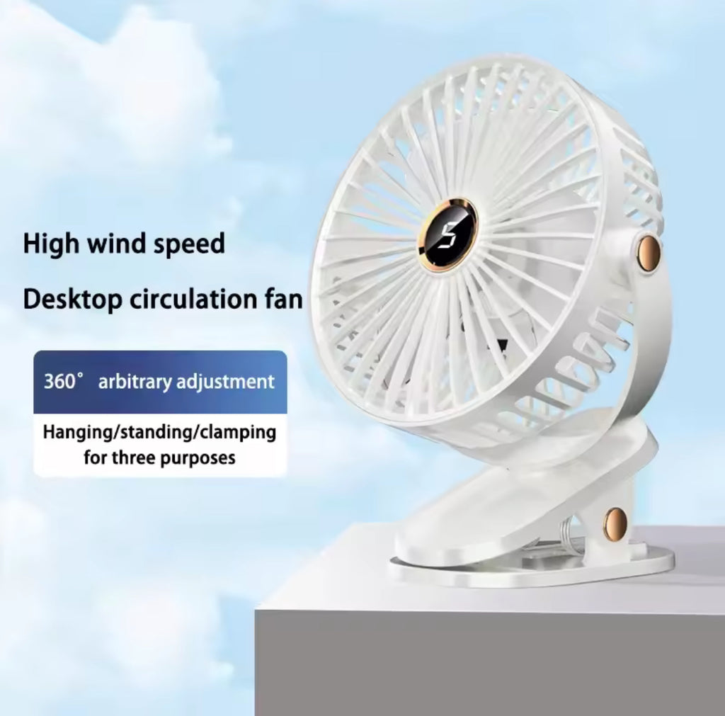 Ventilateur Portable Rechargeable LED 8000 mAh – 5 Vitesses Silencieux